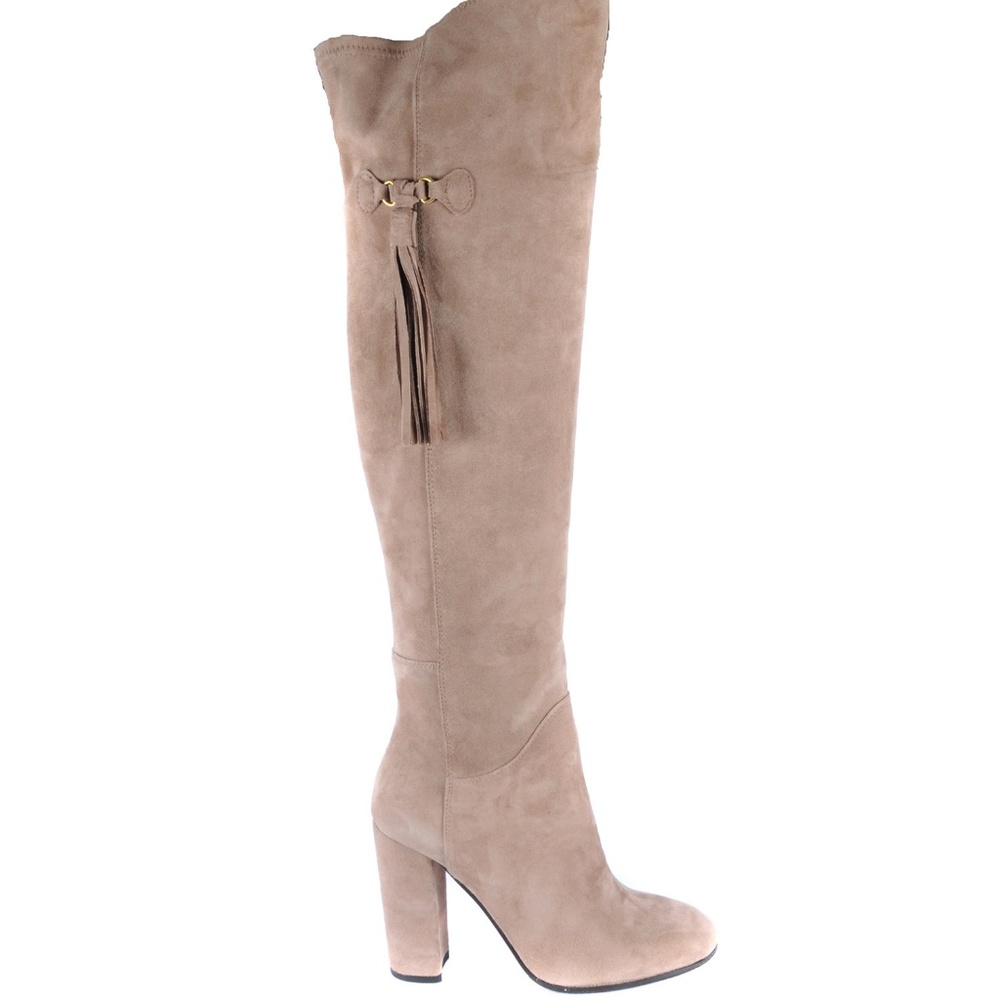 Le Pepe Suede Beige Over the knee Boots with Tasse